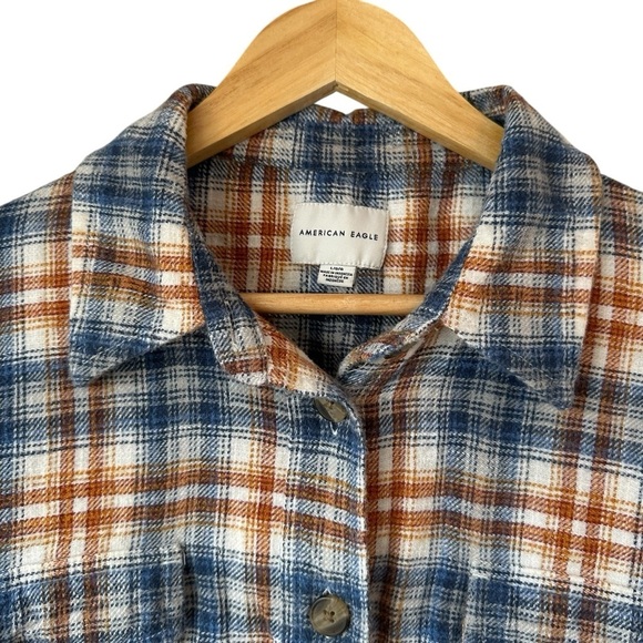 American Eagle Outfitters Plaid Button-Up Flannel Shirt, Large - Picture 3 of 9